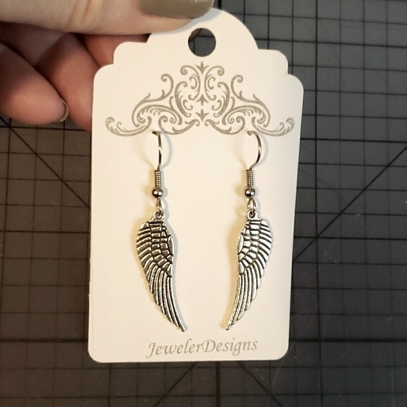 Wings Earrings in Silver with Stainless Steel Ear wires Angel Wings - Picture 1 of 3